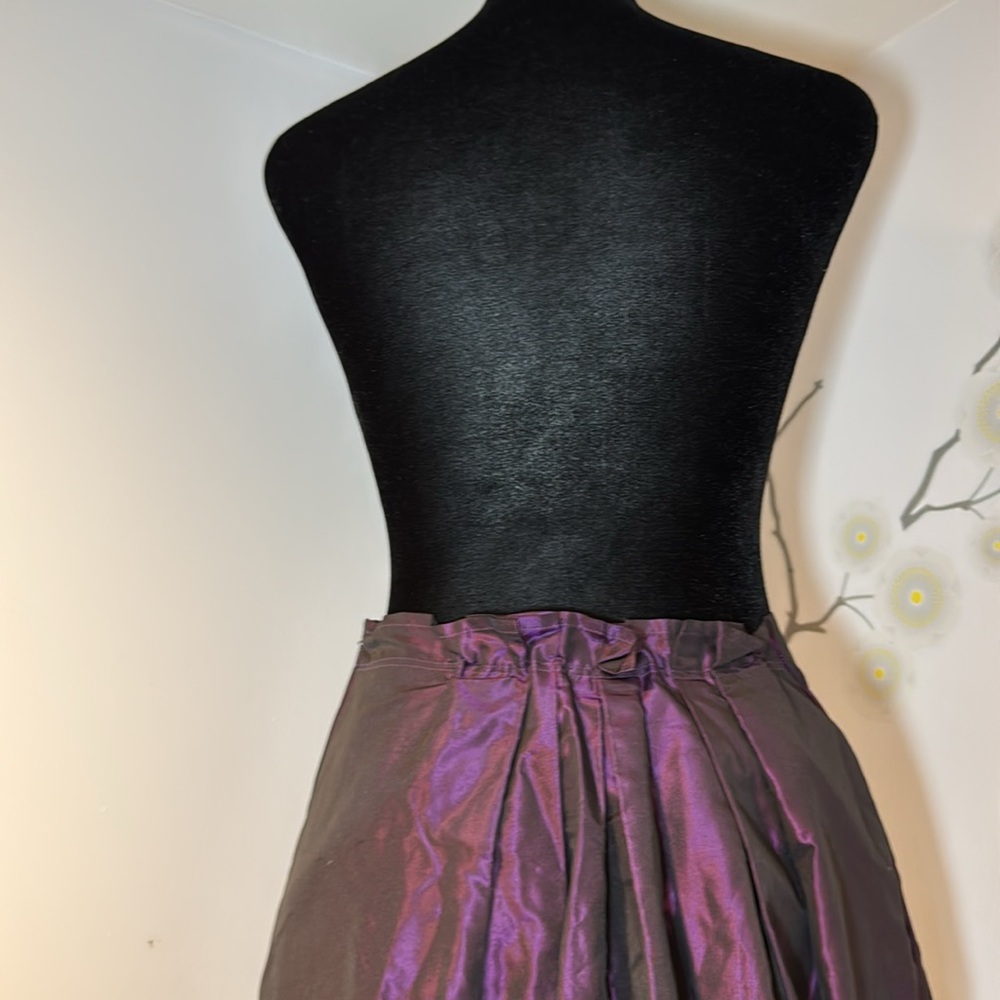 Vintage MAX STUDIO Designer Silk Retro Iridescent Purple/Black Maxi Skirt Size 8 - Picture 7 of 9